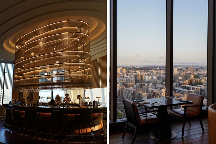 칵테일 바인 코드 바(왼)와 호텔의 대표 레스토랑 아이언 베이(오)/사진=김지은 여행+ 기자