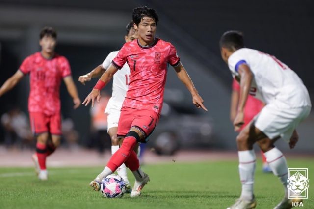 손승민을 중심으로 한 세트피스는 대한민국의 최고 무기였다. 사진=대한축구협회 제공