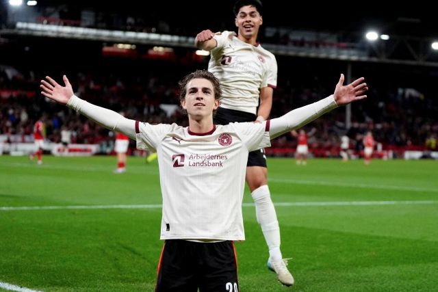 비스코프의 멋진 역습골은 결국 결승골이 되며 미트윌란을 승리로 이끌었다. 사진=AP=연합뉴스