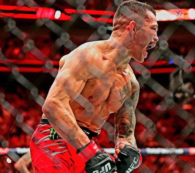 UFC 페더급 공식랭킹 8위 출신 대니얼 알렉산더 이게가 2025년 4월 미국 플로리다주 마이애미 카세야 센터 UFC314 3라운드 펀치 TKO승을 거두고 포효하고 있다. 사진=Getty Images=연합뉴스 제공