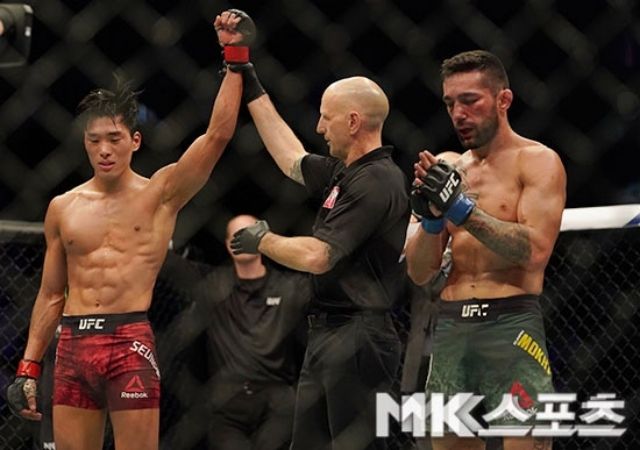 최승우는 모크타리안을 상대로 UFC 데뷔 승리를 챙겼다. 사진=김영구 기자