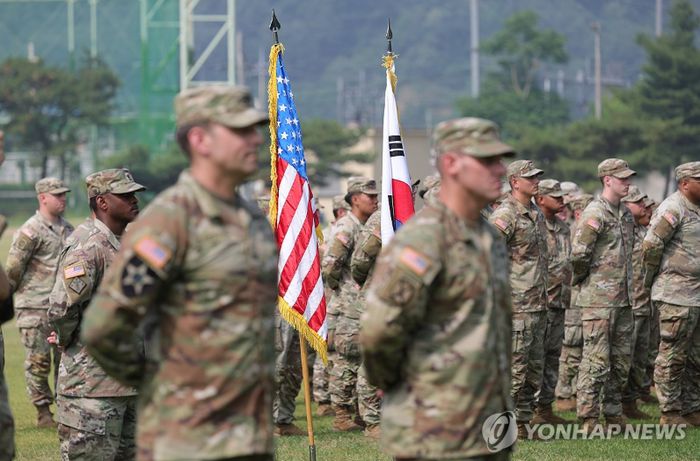 주한미군 순환배치 여단 임무 교대식 [사진 연합뉴스]