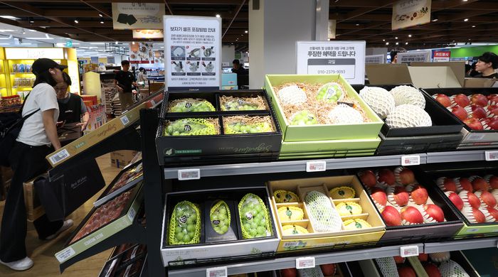 추석을 앞둔 지난 2일 오후 서울 한 대형마트에서 시민들이 선물세트를 고르고 있다. [사진 출처=뉴스1]