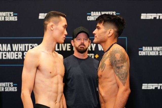 권원일은 15일(한국시간) 미국 네바다주 라스베거스 UFC 에이펙스에서 열린 후안 디아스와의 데이나 화이트 컨텐더 시리즈(DWCS) 시즌 9 에피소드 10 밴텀급 맞대결에서 2라운드 KO 패배했다. 사진=UFC 제공