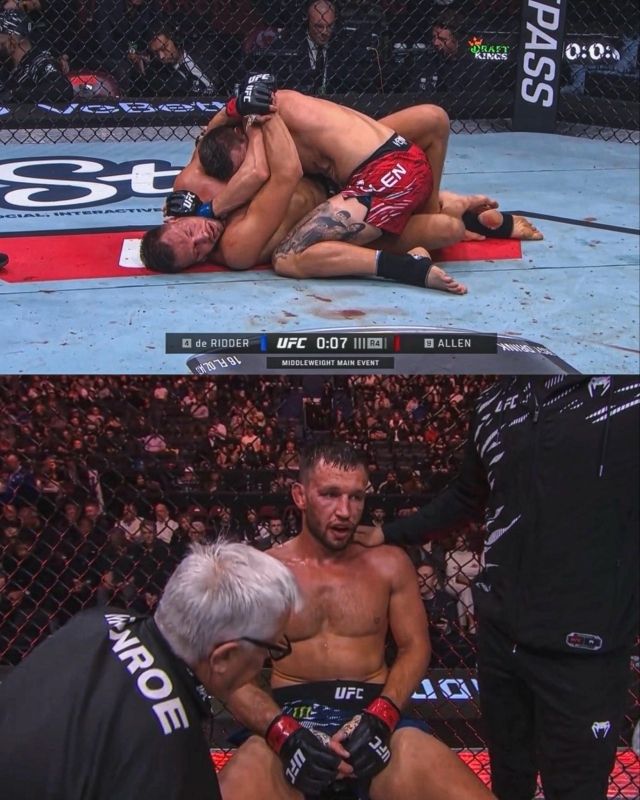 더 리더는 앨런을 상대로 승부를 내지 못했다. 심지어 그라운드 싸움에서 압도당했고 경기를 포기했다. 앨런은 앤서니 에르난데스의 대체로 들어온 선수. 그런 그에게도 고전한 더 리더이기에 너무도 치명적인 패배였다. 사진=홈 오브 파이트 SNS