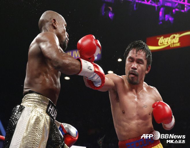 2015년 5월 3일 펼쳐졌던 세기의 대결. 메이웨더와 파퀴아오가 맞붙었던 유일한 경기다. 사진=AFPBBNews=News1