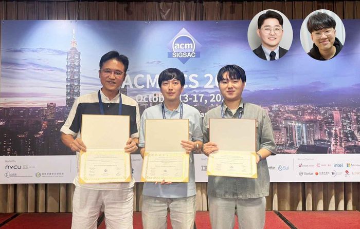 (왼쪽부터) 김용대 교수,손민철, 김광민 박사과정 (상단) 박출준 경희대 교수, 오범석 박사과정. [사진=KAIST]