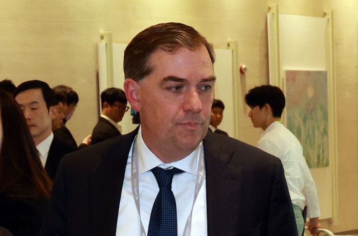 맷 가먼 아마존웹서비스(AWS) 최고경영자(CEO)가 29일 경북 경주예술의전당에서 열린 아시아태평양경제협력체(APEC) 정상회의 최고경영자(CEO) 서밋(Summit) 한미 비지니스 라운드 테이블 행사에 참석하고 있다. [경주 = 한주형 기자]