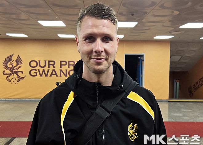 광주 FC 스트라이커 프리드욘슨. 사진=이근승 기자