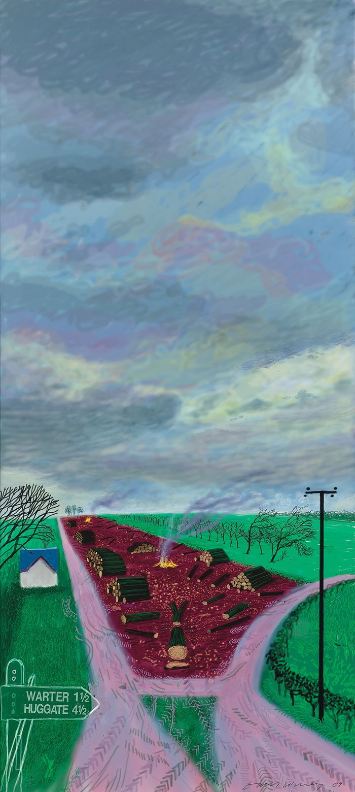 생존 작가 중 최고가 작가인  데이비드 호크니의 2009년 회화.  추정가는 4억 8000만원-8억 원. <서울옥션>