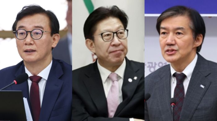 전재수 해양수산부 장관, 박형준 현 부산시장, 조국 조국혁신당 당 대표 후보 [연합뉴스 편집]