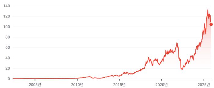 2002년 이후 넷플릭스 주가. [구글 금융]