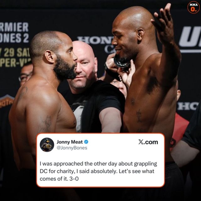 존스는 “며칠 전, 코미어와 자선 그래플링 매치 제안을 받았다. 나는 당연히 한다고 했다. 어떻게 될지 지켜보자, 3-0”이라고 이야기했다. 사진=MMA 오르빗 SNS
