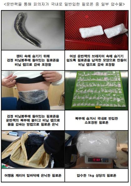 운반책을 통해 일명 ‘아시아 마약왕’이 국내로 밀반입했다 적발된 필로폰.  [인천지검]
