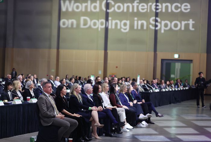 5일 부산 해운대구 벡스코 제1전시장에서 2025 세계도핑방지기구(WADA) 총회 폐막행사가 진행되고 있다. 연합뉴스