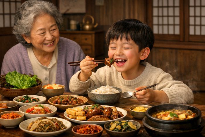 상대적으로 체력이 달리는 조부모들은 아이들과 몸으로 놀아주기가 쉽지 않다. 사진은 할머니의 사랑, 손주에게 음식해주고 기뻐하는 모습을 키워드로 생성AI가 만든 이미지. [챗GPT]