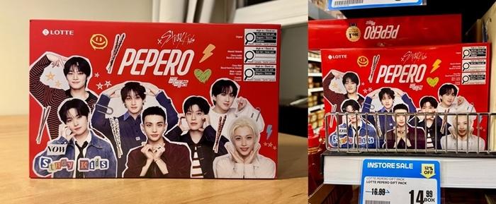 캐나다에서 판매되고 있는 빼빼로에 스트레이 키즈 멤버 한의 모습이 빠졌다. 사진ㅣX(구 트위터) 캡처