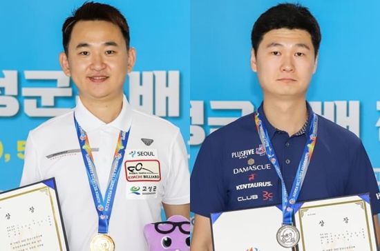 스누커 1, 2위 황용(울산당구연맹)과 박용준(전남당구연맹).