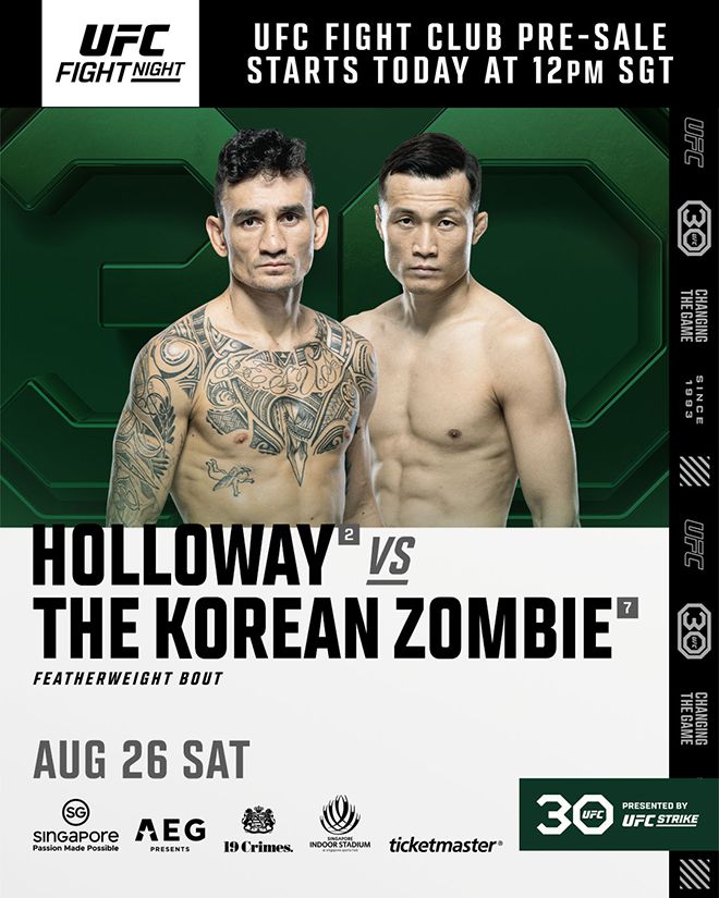 2023년 8월 ‘코리안 좀비’ 정찬성 종합격투기 은퇴 경기 입장권 사전 판매를 알리는 UFC 프로모션 이미지. 사진=TKO