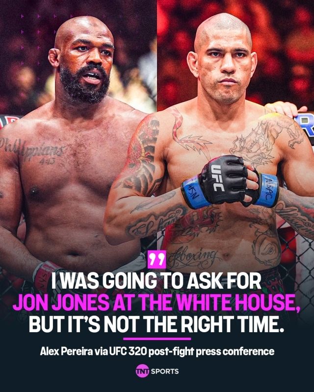 페레이라는 헤비급으로 월장, 존스와의 슈퍼 파이트를 기대했고 직접 언급했으나 화이트가 존스를 신뢰하지 않는 상황에서 그들의 매치가 성사될 가능성은 크지 않다. 사진=TNT 스포츠 SNS