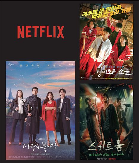 넷플릭스가 집계하는 글로벌 인기 콘텐츠 톱(TOP)10에는 tvN <사랑의 불시착>, OCN <경이로운 소문>, 넷플릭스 <스위트홈> 등 5개의 스튜디오드래곤 작품이 올라 있다.