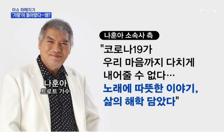 `트로트의 황제`라 불리는 나훈아는 지난해 추석 연휴 14년 만에 방송에 출연해 폭발적 호응을 이끌어냈고 덩달아 정치권까지 술렁였다 [사진=MBN캡처]