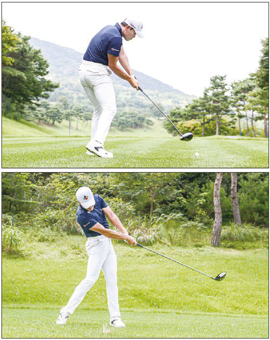 이재경은 일관성이 좋은 샷을 하기 위해서는 페이드샷을 권한다. 비행거리는 조금 줄지만 볼이 떨어진 뒤 구르는 거리가 적어 코스 공략을 하기에 좋기 때문이다. 이재경은 페이드샷을 치기 위해 오픈 스탠스를 취한 뒤 아웃-인 스윙을 하라고 권한다. 또 어드레스 때 왼손을 살짝 목표 방향으로 밀어주는 ‘핸드퍼스트’ 자세를 취하고 임팩트 때에도 이 왼손 모양을 최대한 유지하면 일관성 있는 페이드샷이 나온다고 설명한다. 
<민수용 골프사진전문기자>