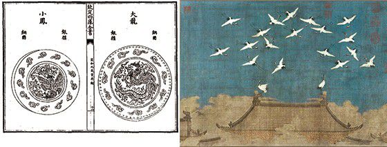 용과 봉황이 정교하게 새겨진 ‘용봉단차’는 그야말로 백성의 고혈을 짜내어 만든 차다. 왼쪽 사진은 책에 남겨진 용봉단차의 문양. 오른쪽 사진은 휘종이 직접 그린 ‘서학도’.