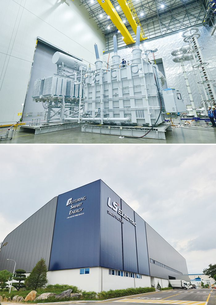 국내 전력기기 업체 수주가 급증하면서 배경에 관심이 쏠린다. 사진은 울산 HD현대일렉트릭 변압기 공장(위)과 충북 청주 LS일렉트릭 스마트공장. (HD현대일렉트릭, LS일렉트릭 제공)