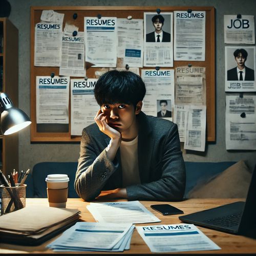 좋은 기업 취업을 위해, 중고신입을 고려하는 취준생이 늘어나고 있지만, 대기업 채용 시장이 얼어붙은 것으로 나타났다. 사진은 생성 AI를 활용해 만든 이미지. (챗GPT)