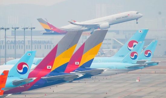인천국제공항에 세워진 대한항공과 아시아나항공 여객기. (출처=연합뉴스)