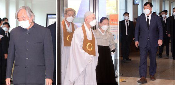 고 이건희 회장의 빈소를 찾은 피아니스트 백건우, 김주원 원불교 종법사, 싱하이밍 주한 중국대사(왼쪽부터)