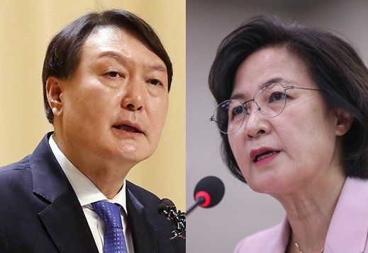 윤석열 검찰총장과 추미애 법무부 장관. 연합뉴스