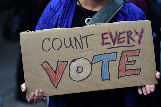 오레곤주 포틀랜드의 집회 현장. AP=연합뉴스