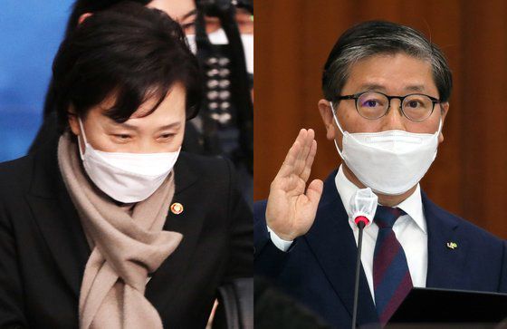김현미 국토교통부 장관(왼쪽)과, 변창흠 국토부 장관 후보자. 뉴스1·연합뉴스