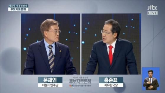 2017년 19대 대통령선거 후보자 토론회. 사진 JTBC