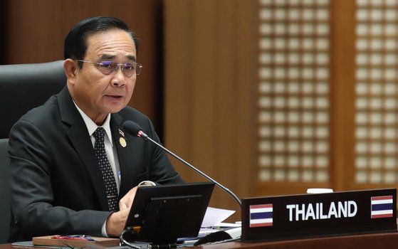 쁘라윳 짠오차 태국 총리가 지난 2019년 11월 27일 부산 누리마루에서 열린 제1차 한-메콩 정상회의에서 발언하고 있는 모습. [사진제공=2019 한-아세안 특별정상회의]