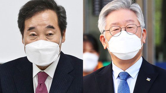 이낙연 더불어민주당 상임선대위원장(왼쪽)과 이재명 경기지사. 연합뉴스