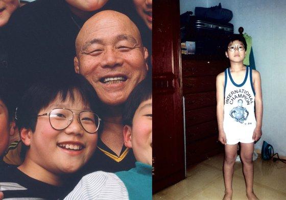 전남 고흥군 제2선거구 전남도의원 보궐선거에서 당선된 더불어민주당 박선준(42) 후보. 왼쪽 사진은 박 후보가 생전의 김일 선생과 단란한 시간을 보내는 모습. 연합뉴스 박선준 후보 제공