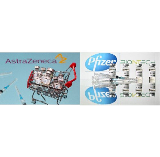 해외에서 서로 다른 신종 코로나바이러스 감염증(코로나19) 백신을 1차, 2차 교차로 접종해도 안전성에 문제가 없다는 연구 결과가 나온 가운데 방역 당국이 우리나라에서도 관련 연구를 추진하고 있다고 밝혔다. 로이터, AFP 자료사진