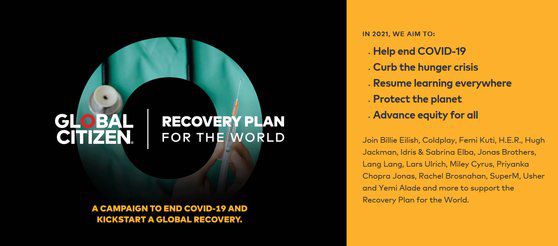 국제 사회운동단체인 글로벌 시티즌이 14일 '글로벌 시티즌 라이브'의 라인업 일부를 공개했다. 글로벌 시티즌 홈페이지 캡쳐