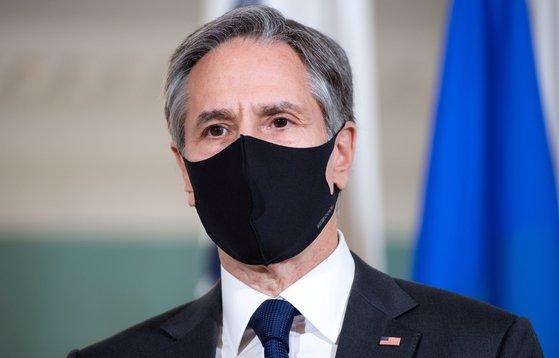 토니 블링컨 미 국무장관은 지난 2일 "대북 제재 결의의 완전한 이행을 촉구한다"는 기존 대북정책 원칙론을 재확인했다. [로이트=연합뉴스]