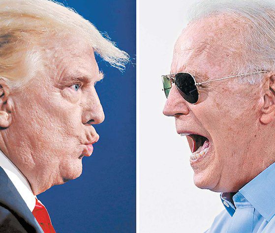 도널드 트럼프 전 미국 대통령(왼쪽)과 조 바이든 미국 대통령. [EPA·AFP=연합뉴스]