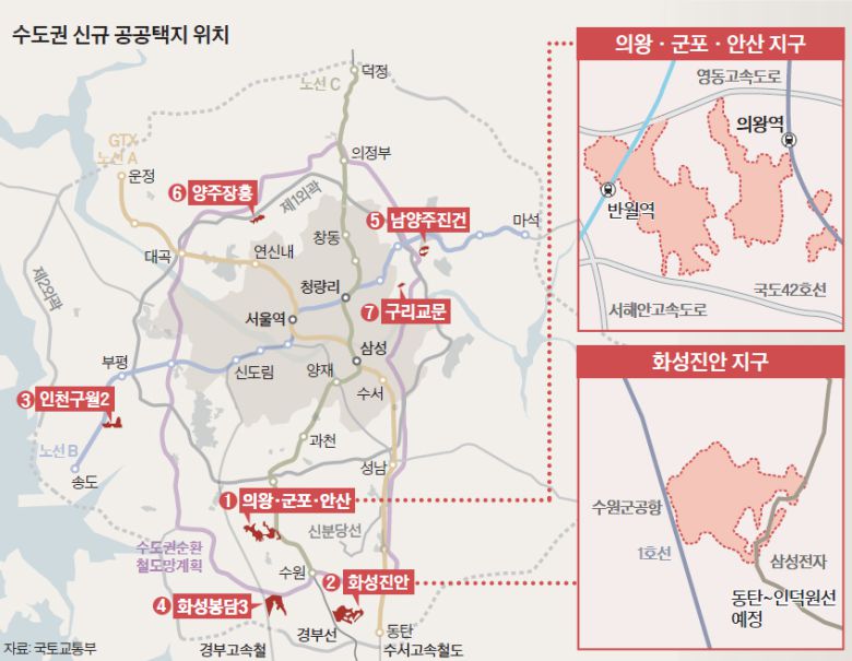 수도권 신규 공공택지 위치