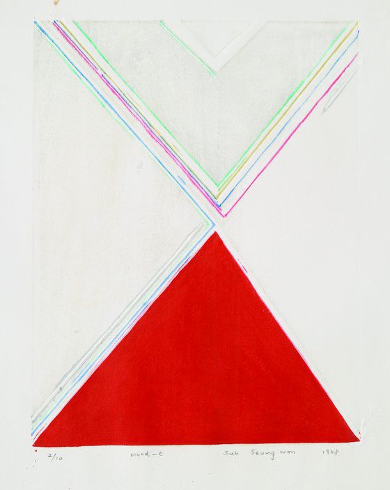 서승원, 판화, Wood-C, 1968 Woodcutㅡ 36 x 28 cm. 사진 PKM갤러리]