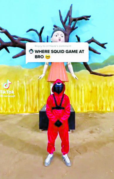 미국 유명 유튜버 미스터 비스트가 공개한 ‘오징어 게임’ 세트장 모습. [틱톡 영상 캡처]