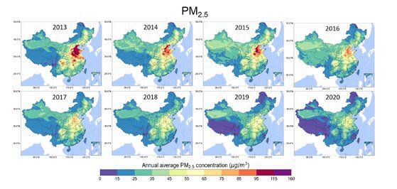 중국 초미세먼지 오염도 변화.[Environmental Science and Technology, 2021]