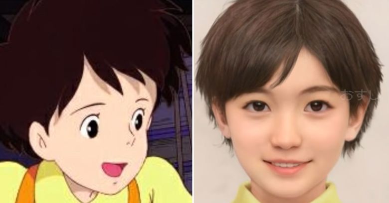 ‘이웃집 토토로’의 ‘사츠키’(왼쪽)가 사람의 형상으로 구현된 모습. [유튜브 캡처]