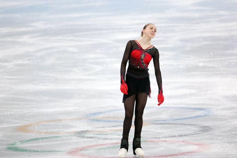 빙판을 빠져나오는 카밀라 발리예바. 김경록 기자