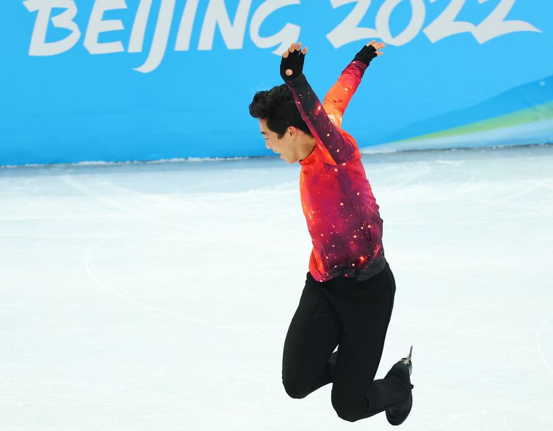 지난 10일 남자 싱글 프리스케이팅에서 즐겁게 연기하고 있는 금메달리스트 네이선 첸. [연합뉴스]
